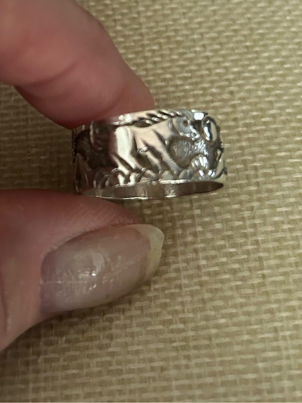 Native Made 925 Sterling Silver Storytelling Horse Ring Band Size 10 1/4